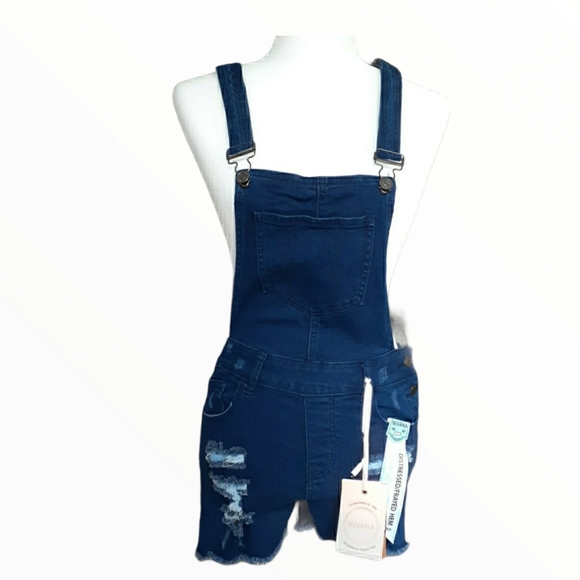 Nivana Distressed/Frayed Hem Overall - Picture 1 of 16